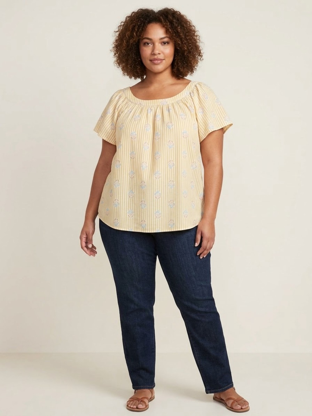 LC Lauren Conrad Yellow Striped Peasant Blouse